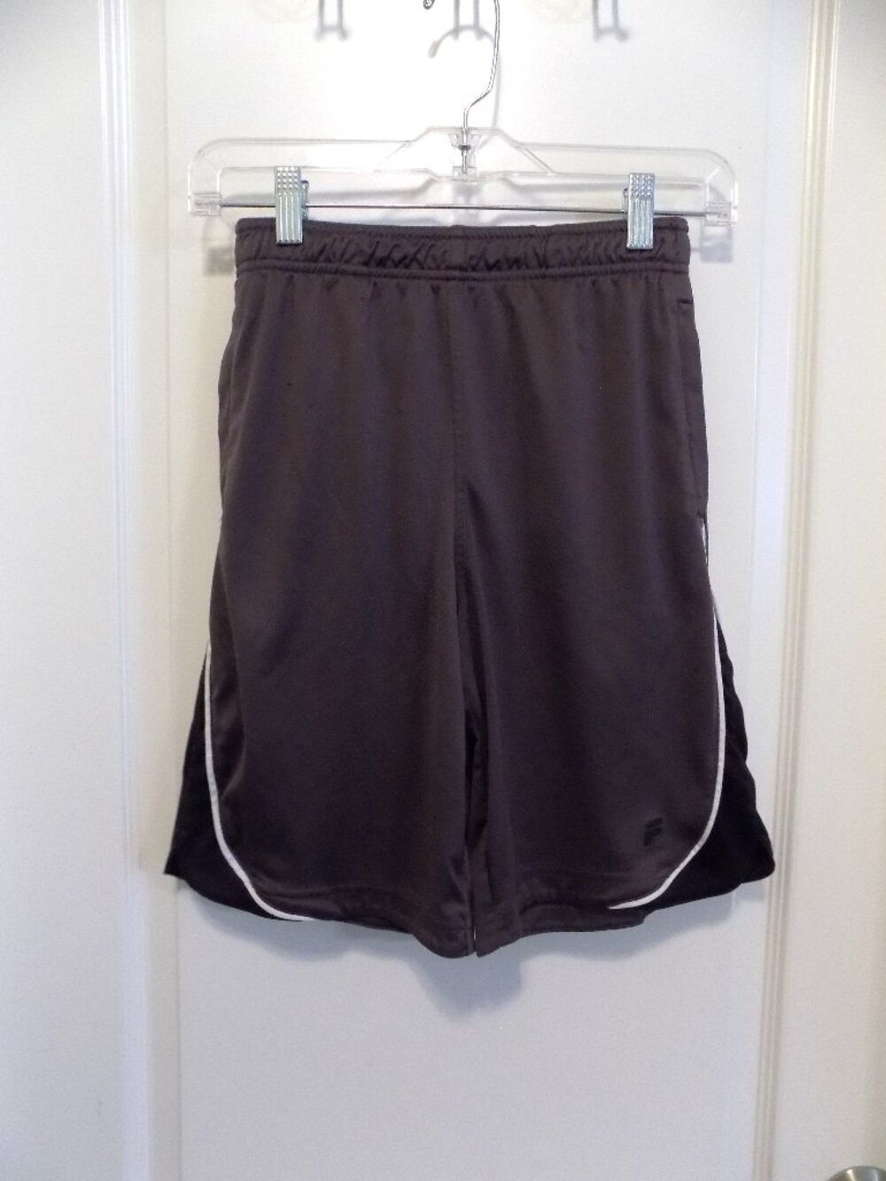 Boys FILA Dark Gray Black White Stripe Active Shorts Sz Medium 10/12